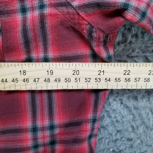 American Eagle Outfitters Shirt Mens Large Red Plaid Long Sleeve Button Up Slim - Picture 7 of 10
